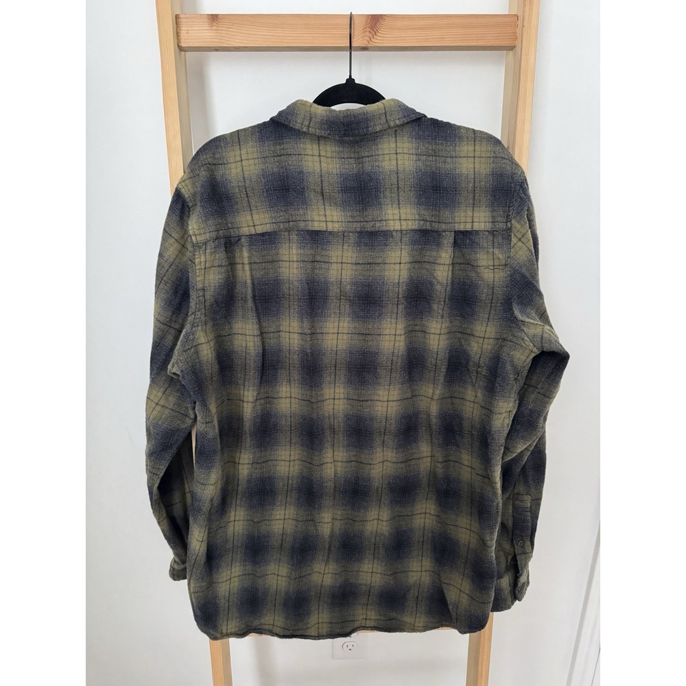 Foundry Flannel Button Down Shirt Mens XLT Plaid Long Sleeve Plaid Olive (B2) - Picture 2 of 3